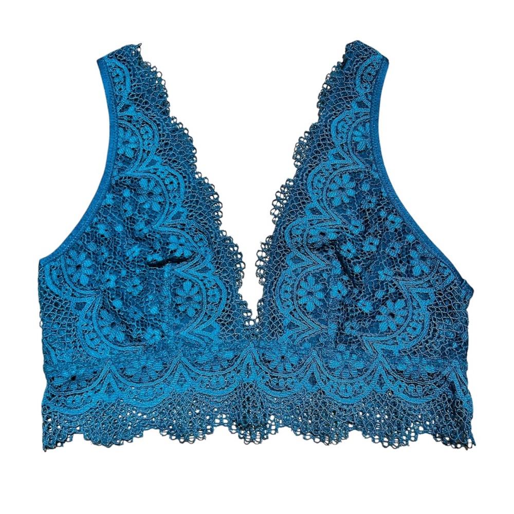 Victoria's Secret Crochet Lace Bralette in Teal Size Large